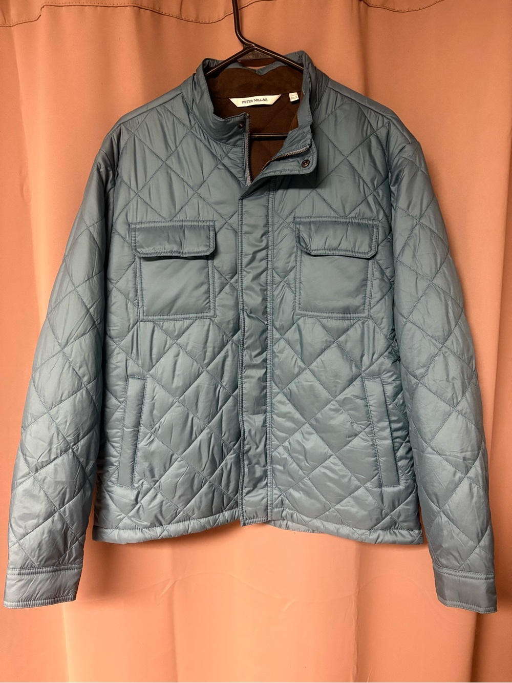 Peter Millar Crown Men's Norfolk Quilted Bomber Jacket Size L Reservoir Blue